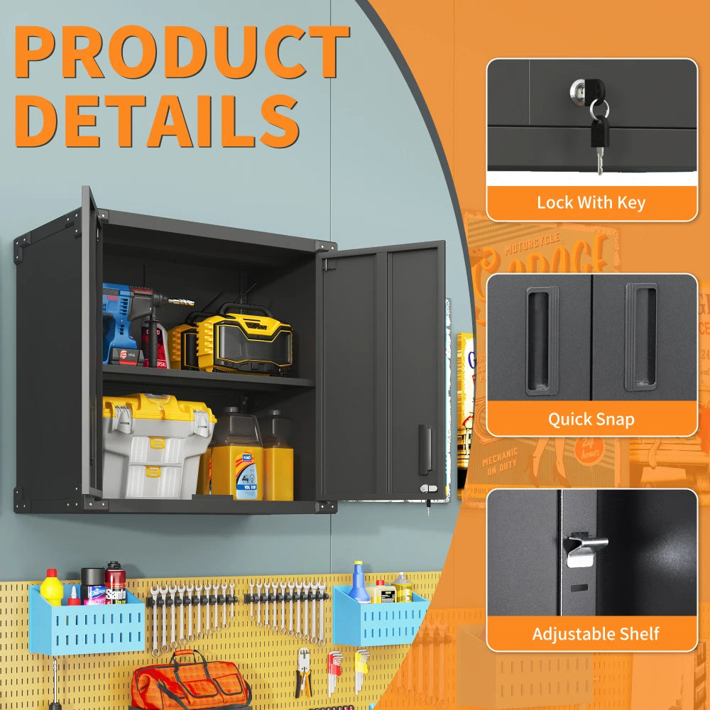 Heavy Duty Metal Wall Mounted Tool Storage Cabinet Steel Metal Garage Storage Cabinet for Garage Workshop Assembly Required