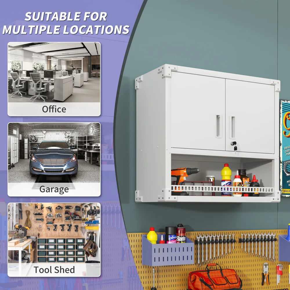 Heavy Duty Metal Wall Mounted Tool Storage Cabinet Steel Metal Garage Storage Cabinet for Garage Workshop Assembly Required