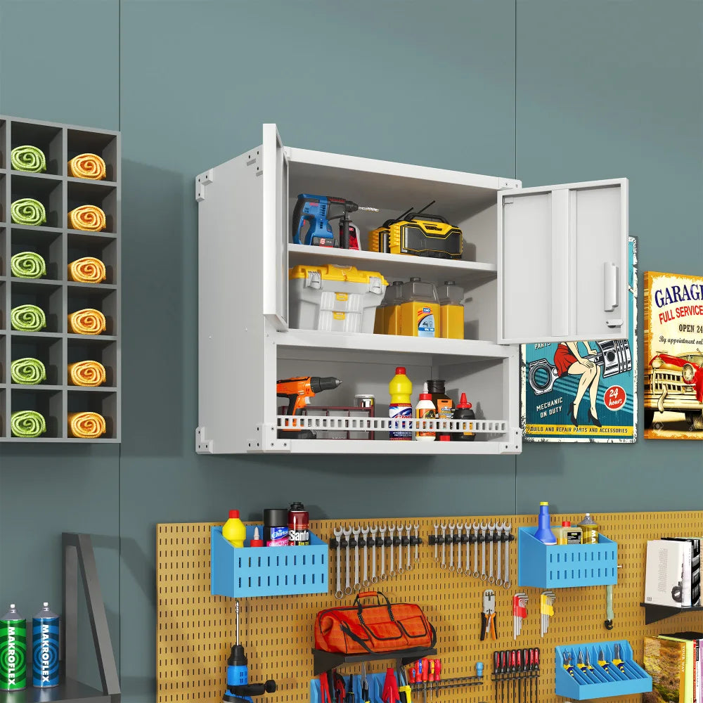 Heavy Duty Metal Wall Mounted Tool Storage Cabinet Steel Metal Garage Storage Cabinet for Garage Workshop Assembly Required