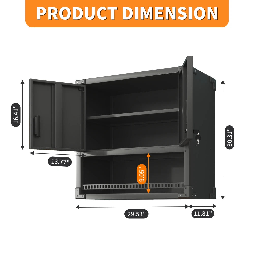 Heavy Duty Metal Wall Mounted Tool Storage Cabinet Steel Metal Garage Storage Cabinet for Garage Workshop Assembly Required