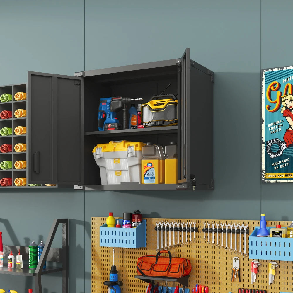 Heavy Duty Metal Wall Mounted Tool Storage Cabinet Steel Metal Garage Storage Cabinet for Garage Workshop Assembly Required