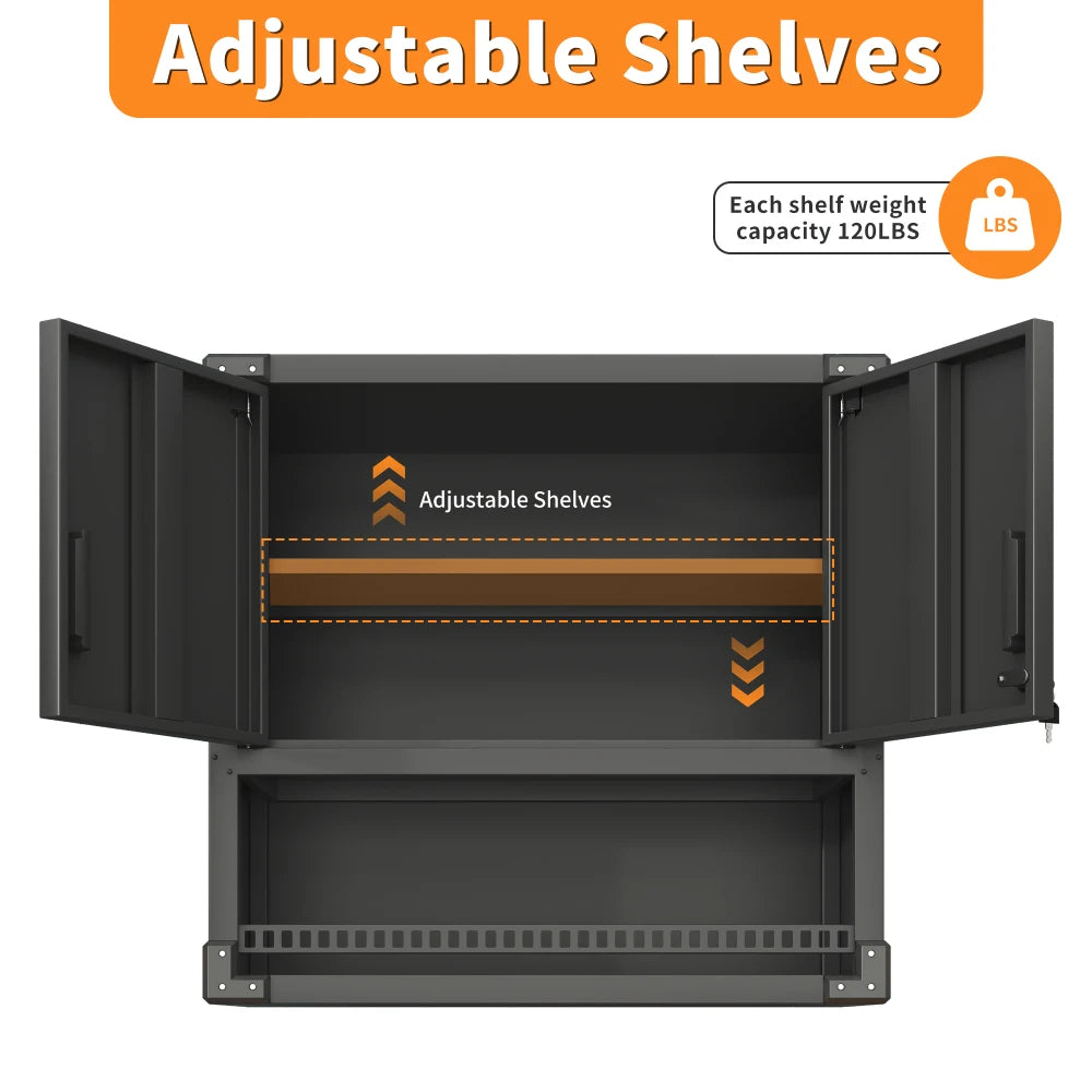 Heavy Duty Metal Wall Mounted Tool Storage Cabinet Steel Metal Garage Storage Cabinet for Garage Workshop Assembly Required