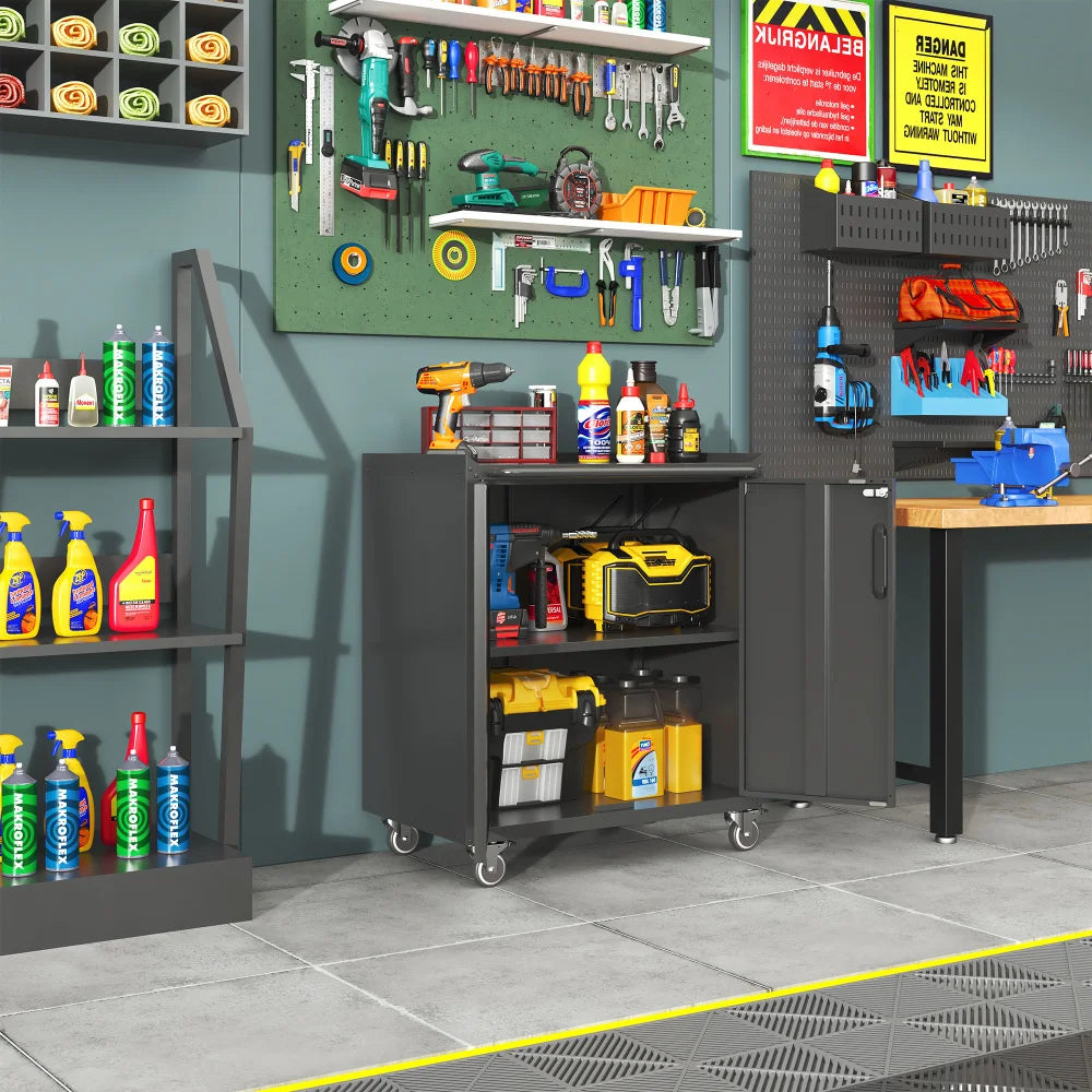 Heavy Duty Metal Wall Mounted Tool Storage Cabinet Steel Metal Garage Storage Cabinet for Garage Workshop Assembly Required