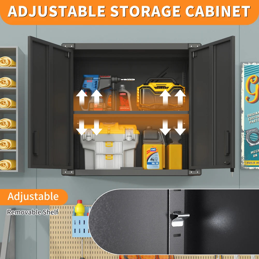 Heavy Duty Metal Wall Mounted Tool Storage Cabinet Steel Metal Garage Storage Cabinet for Garage Workshop Assembly Required
