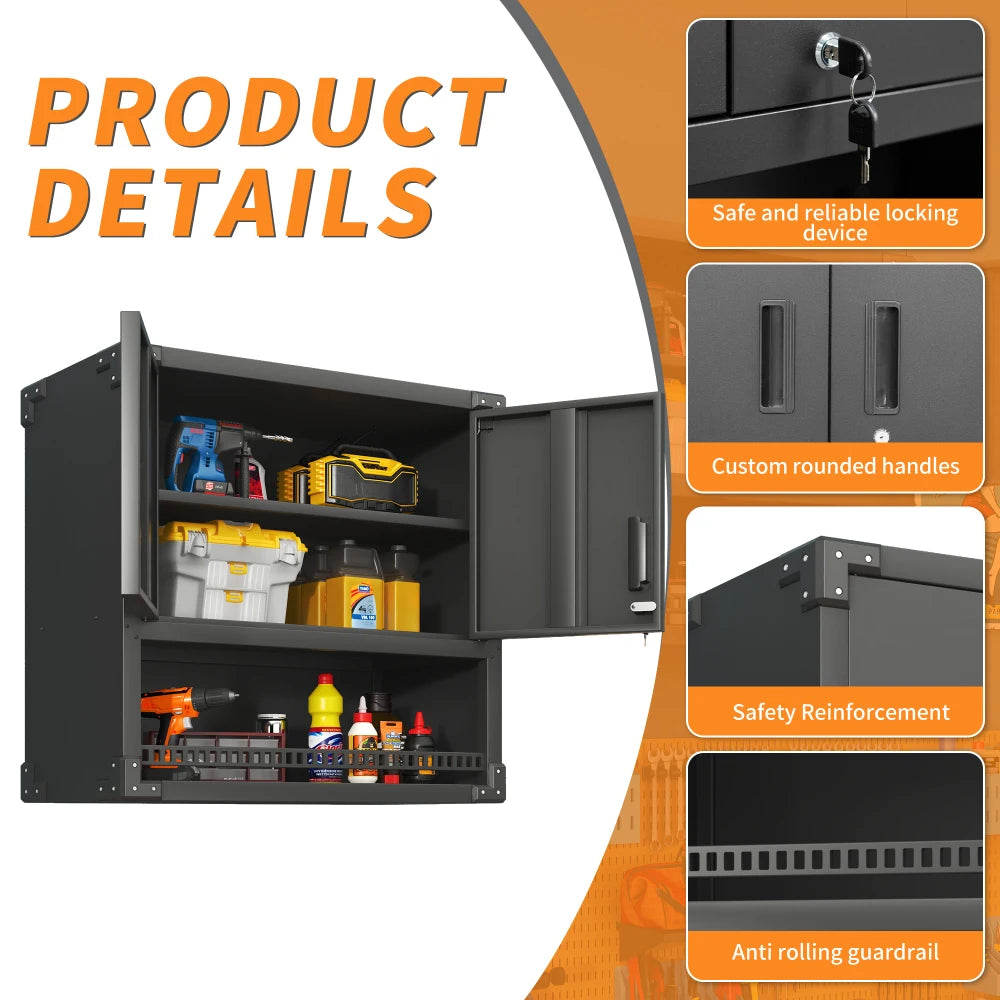 Heavy Duty Metal Wall Mounted Tool Storage Cabinet Steel Metal Garage Storage Cabinet for Garage Workshop Assembly Required
