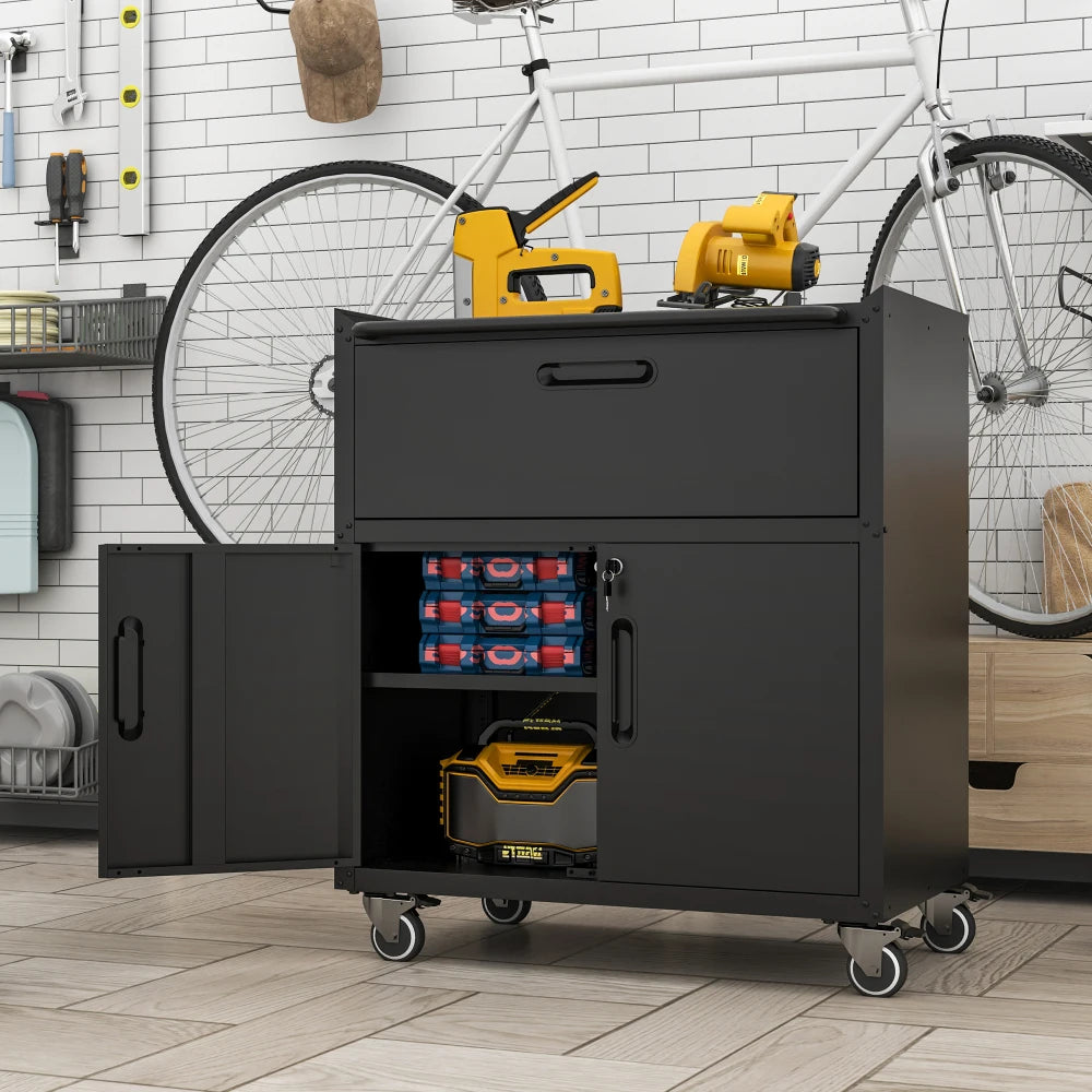 Heavy Duty Metal Wall Mounted Tool Storage Cabinet Steel Metal Garage Storage Cabinet for Garage Workshop Assembly Required