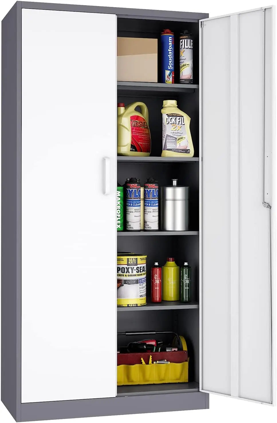 Metal Garage Storage Cabinet, 71-inch Tall Cabinet with Adjustable Shelves & Locking Doors, Tool Cabinets for Garage,Office,Home