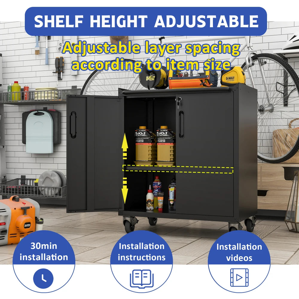 Heavy Duty Metal Wall Mounted Tool Storage Cabinet Steel Metal Garage Storage Cabinet for Garage Workshop Assembly Required