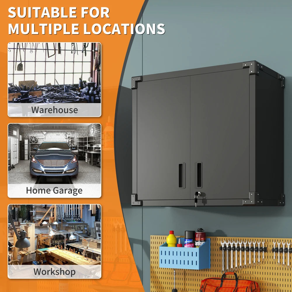 Heavy Duty Metal Wall Mounted Tool Storage Cabinet Steel Metal Garage Storage Cabinet for Garage Workshop Assembly Required