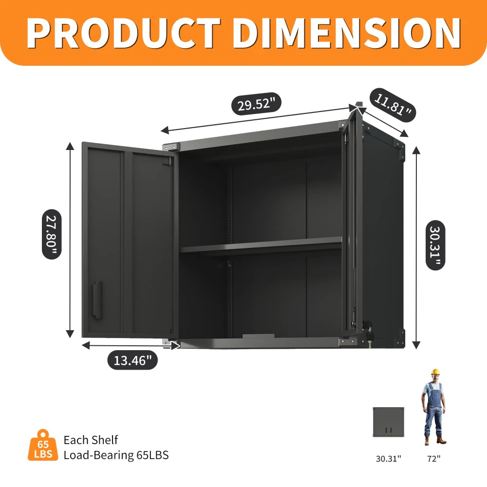 Heavy Duty Metal Wall Mounted Tool Storage Cabinet Steel Metal Garage Storage Cabinet for Garage Workshop Assembly Required