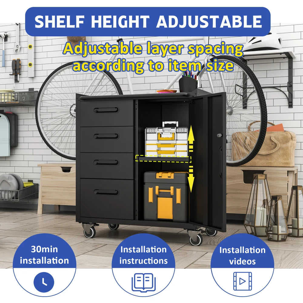 Heavy Duty Metal Wall Mounted Tool Storage Cabinet Steel Metal Garage Storage Cabinet for Garage Workshop Assembly Required