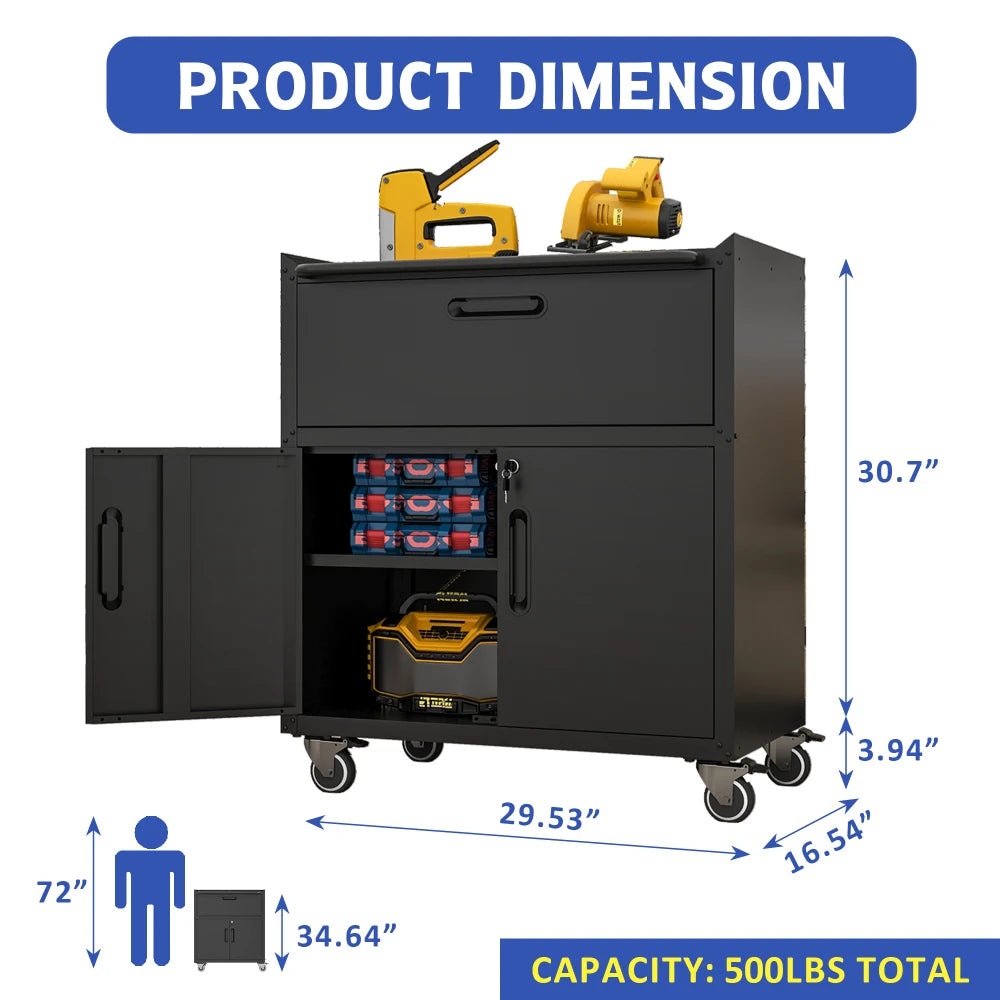 Heavy Duty Metal Wall Mounted Tool Storage Cabinet Steel Metal Garage Storage Cabinet for Garage Workshop Assembly Required