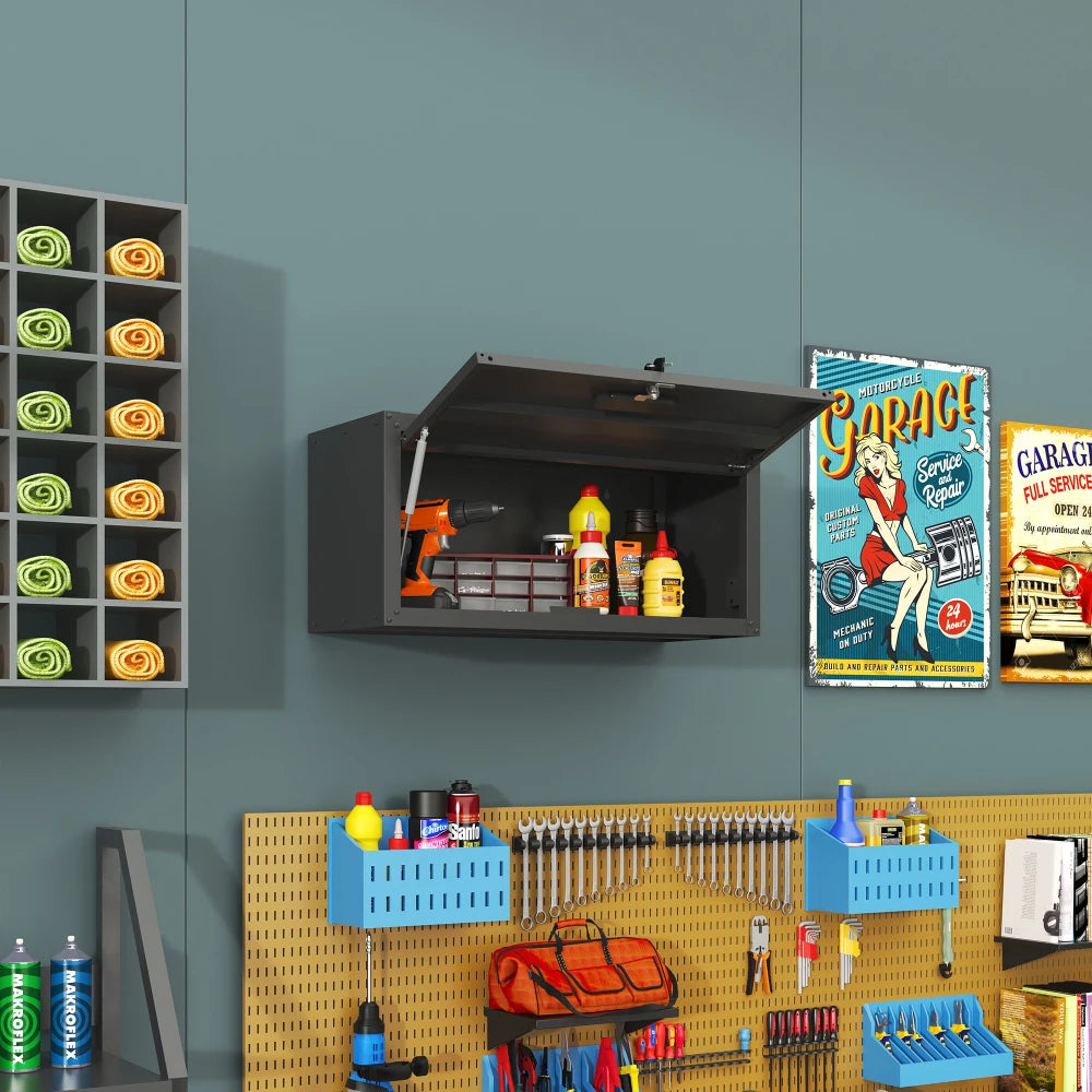 Heavy Duty Metal Wall Mounted Tool Storage Cabinet Steel Metal Garage Storage Cabinet for Garage Workshop Assembly Required
