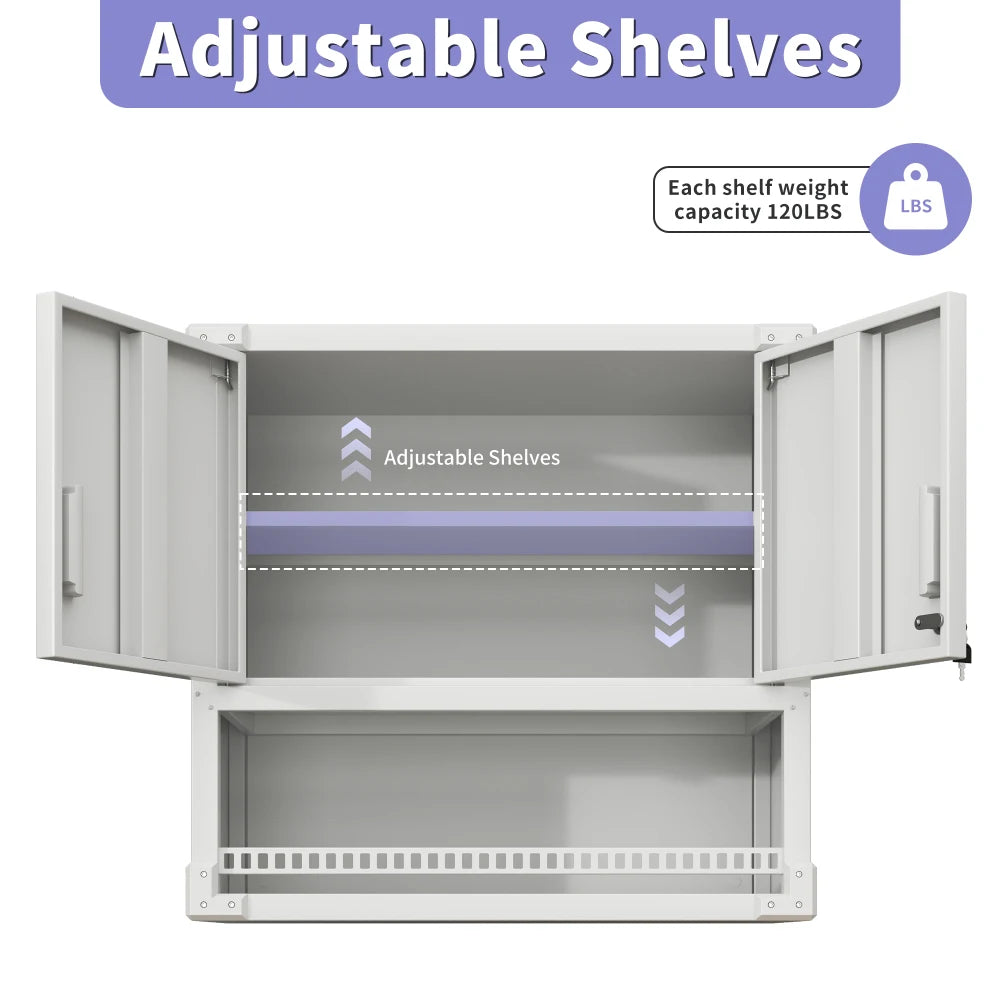 Heavy Duty Metal Wall Mounted Tool Storage Cabinet Steel Metal Garage Storage Cabinet for Garage Workshop Assembly Required