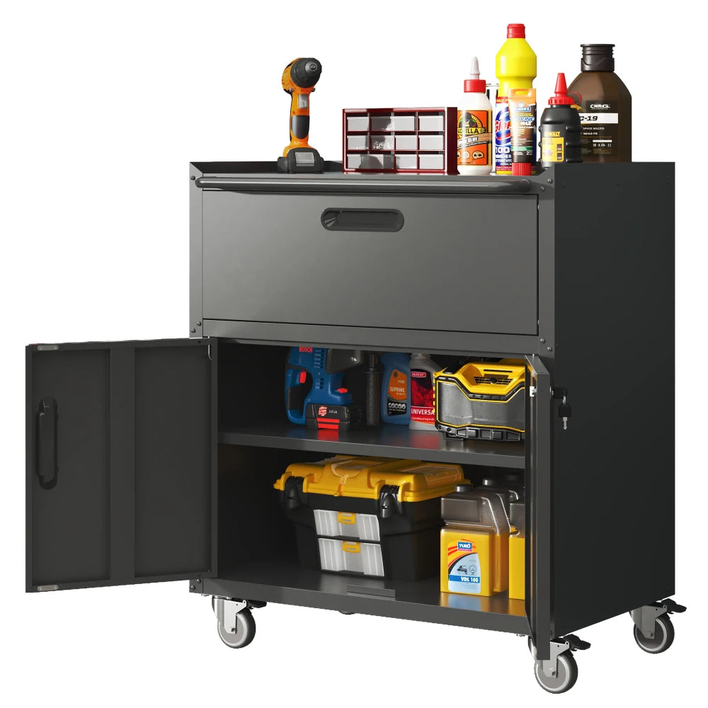 Heavy Duty Metal Wall Mounted Tool Storage Cabinet Steel Metal Garage Storage Cabinet for Garage Workshop Assembly Required