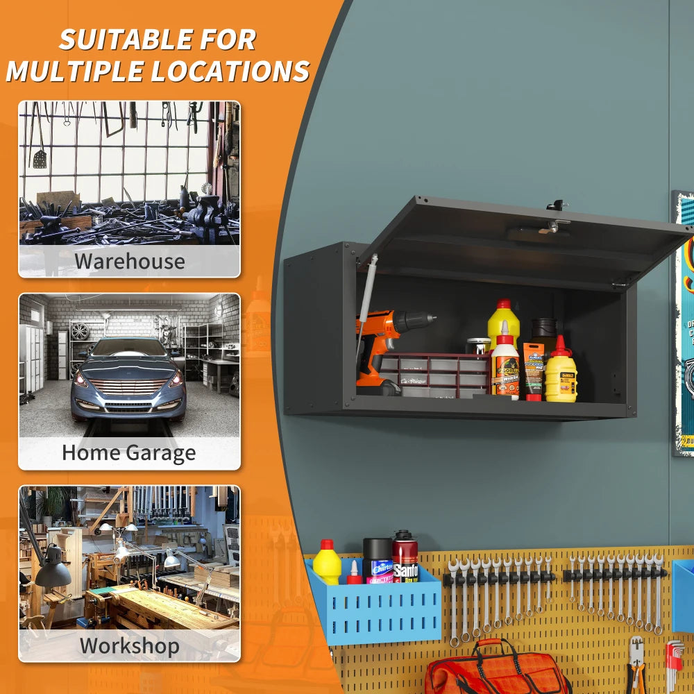 Heavy Duty Metal Wall Mounted Tool Storage Cabinet Steel Metal Garage Storage Cabinet for Garage Workshop Assembly Required