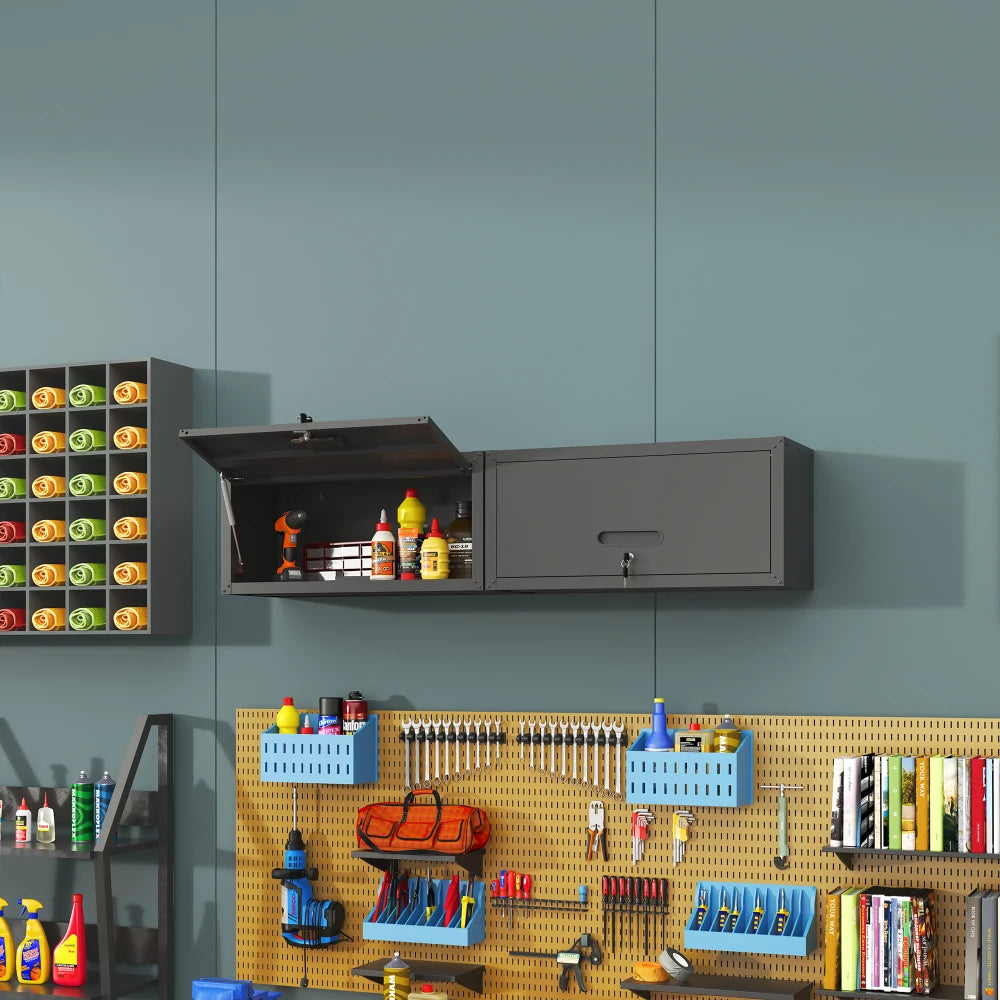 Heavy Duty Metal Wall Mounted Tool Storage Cabinet Steel Metal Garage Storage Cabinet for Garage Workshop Assembly Required