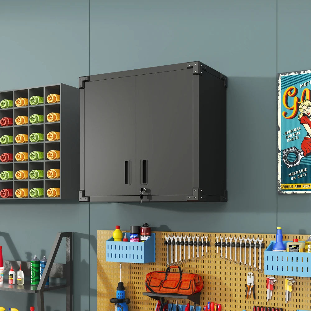 Heavy Duty Metal Wall Mounted Tool Storage Cabinet Steel Metal Garage Storage Cabinet for Garage Workshop Assembly Required