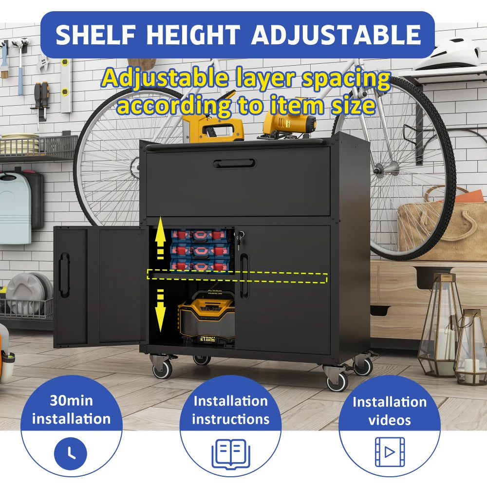 Heavy Duty Metal Wall Mounted Tool Storage Cabinet Steel Metal Garage Storage Cabinet for Garage Workshop Assembly Required