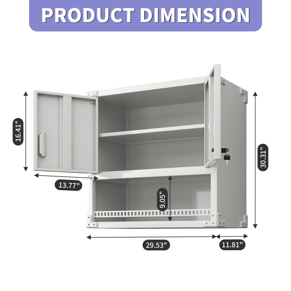 Heavy Duty Metal Wall Mounted Tool Storage Cabinet Steel Metal Garage Storage Cabinet for Garage Workshop Assembly Required