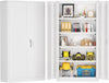 72" H Metal Garage Storage Cabinet with 2 Doors and 4 Adjustable Shelves, Black Metal Cabinet with Lock, Steel Tool Cabinet