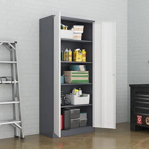 Metal Garage Storage Cabinet, 71-inch Tall Cabinet with Adjustable Shelves & Locking Doors, Tool Cabinets for Garage,Office,Home