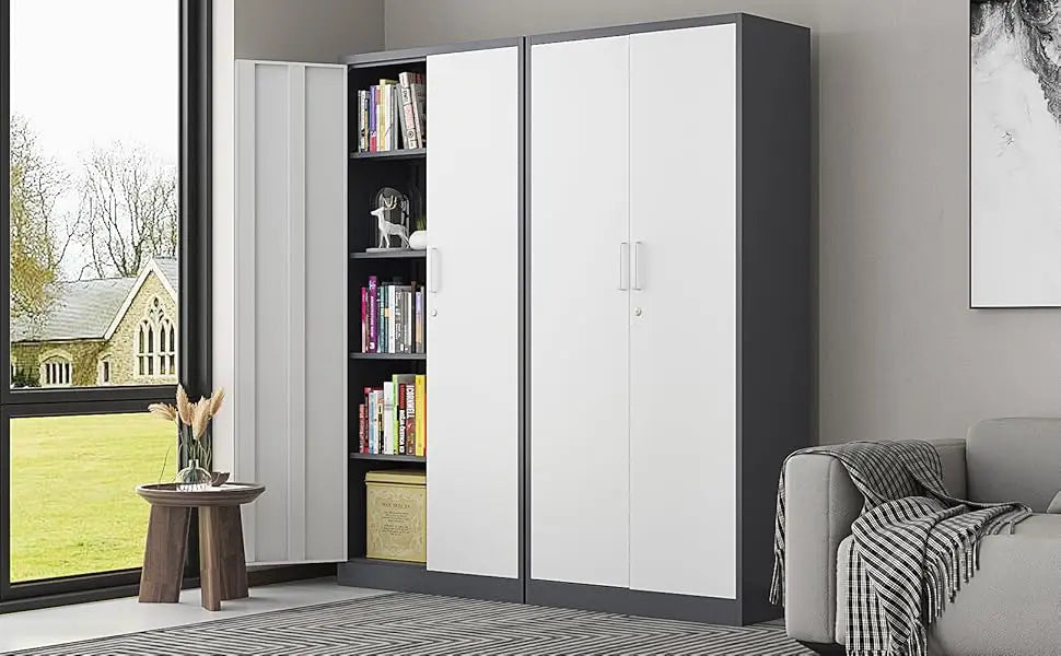 Metal Garage Storage Cabinet, 71-inch Tall Cabinet with Adjustable Shelves & Locking Doors, Tool Cabinets for Garage,Office,Home