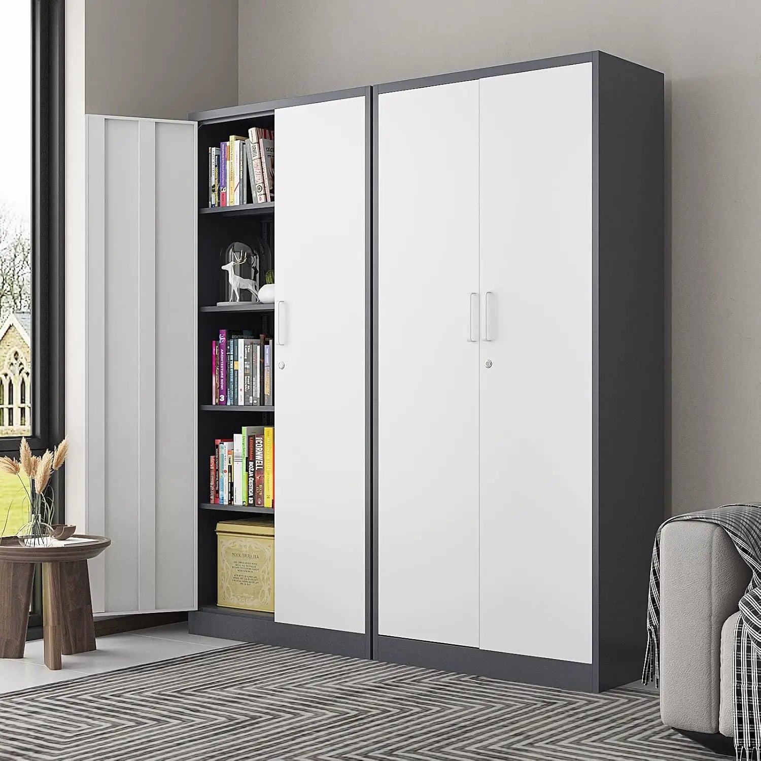 Metal Garage Storage Cabinet, 71-inch Tall Cabinet with Adjustable Shelves & Locking Doors, Tool Cabinets for Garage,Office,Home