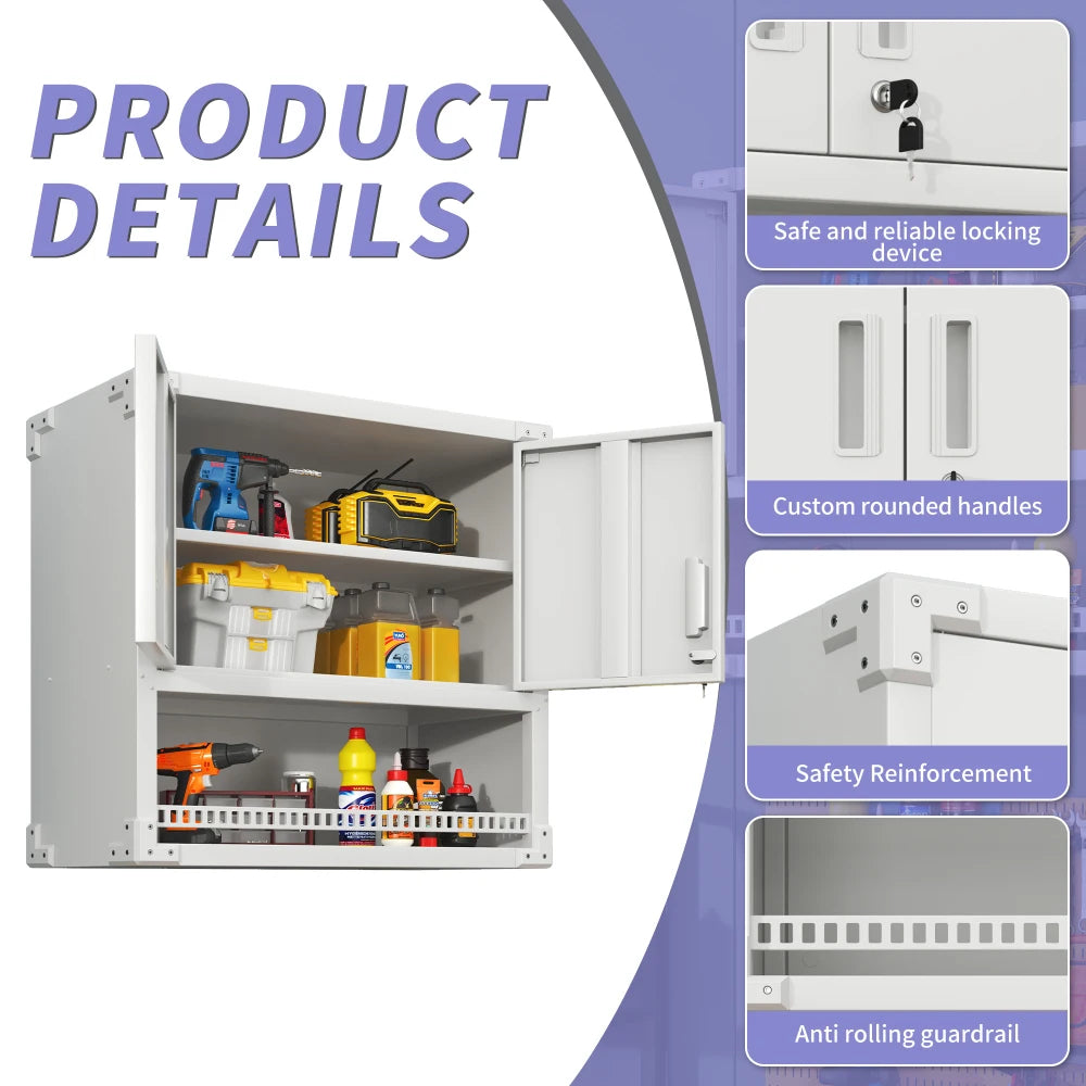 Heavy Duty Metal Wall Mounted Tool Storage Cabinet Steel Metal Garage Storage Cabinet for Garage Workshop Assembly Required